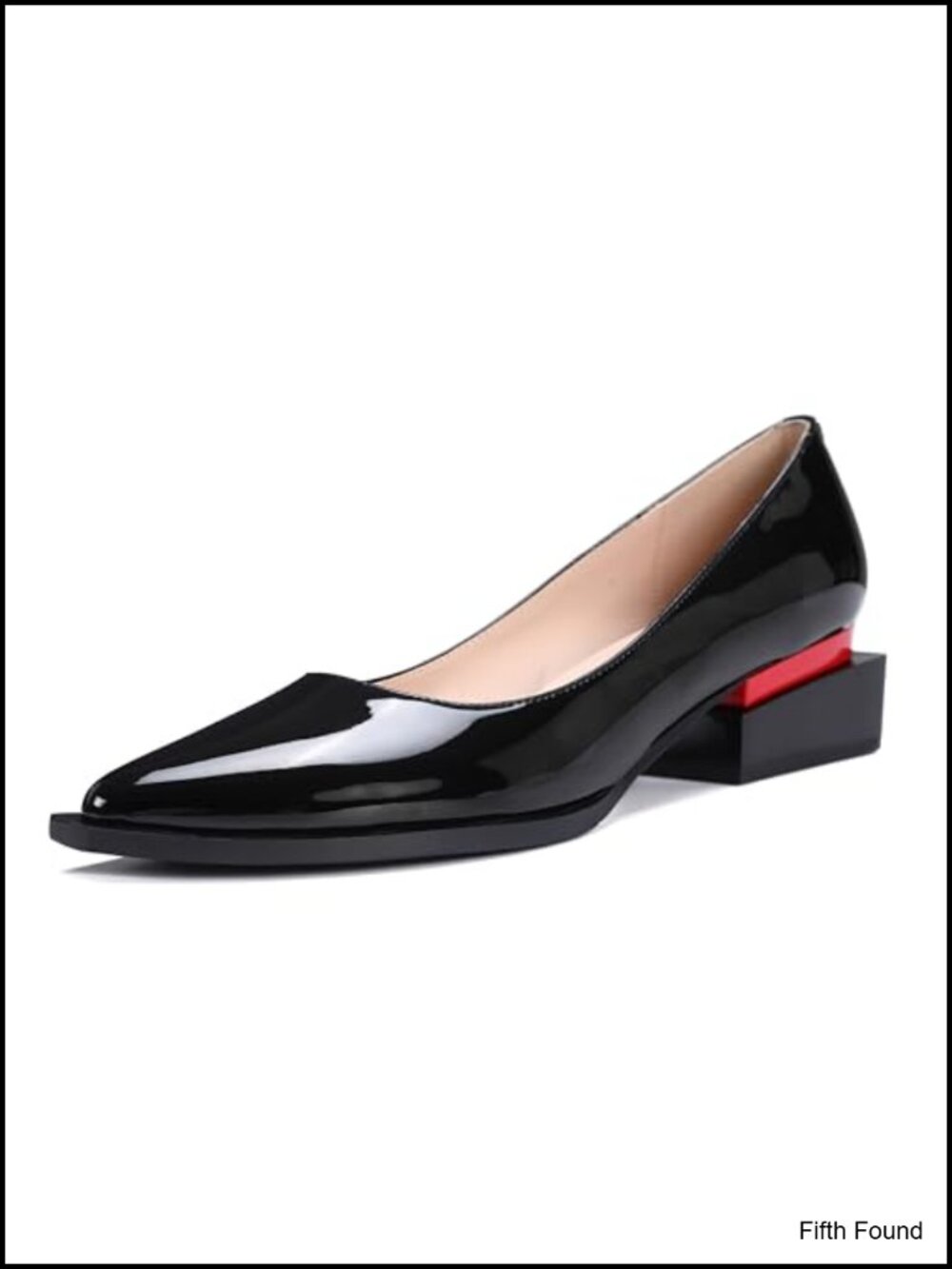 Women's Patent Faux Leather Chunky Heel Pumps Pointed Toe Arch Support Work
